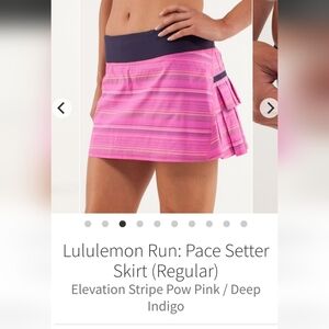 Lululemon Pace Setter Skirt 2 Pow Pink Stripe Rare Run Tennis Lulu Collector